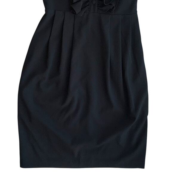 Andrew Marc Black Midi Dress Sleeveless Ruffle Tank Dress Size 2 Career Work - Picture 5 of 11